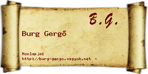 Burg Gergő névjegykártya